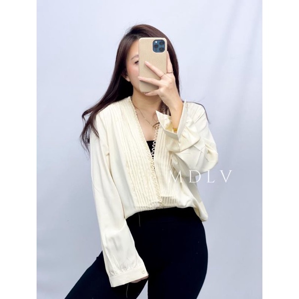 MDLV ~ 7792# Richysta Buttoned Blouse Atasan Blouse Lengan Panjang Fashion Import