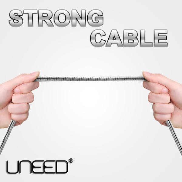 READY STOCK Uneed Kabel Apple iPhone Lightning Stainless Data Charger Cable UCB12I