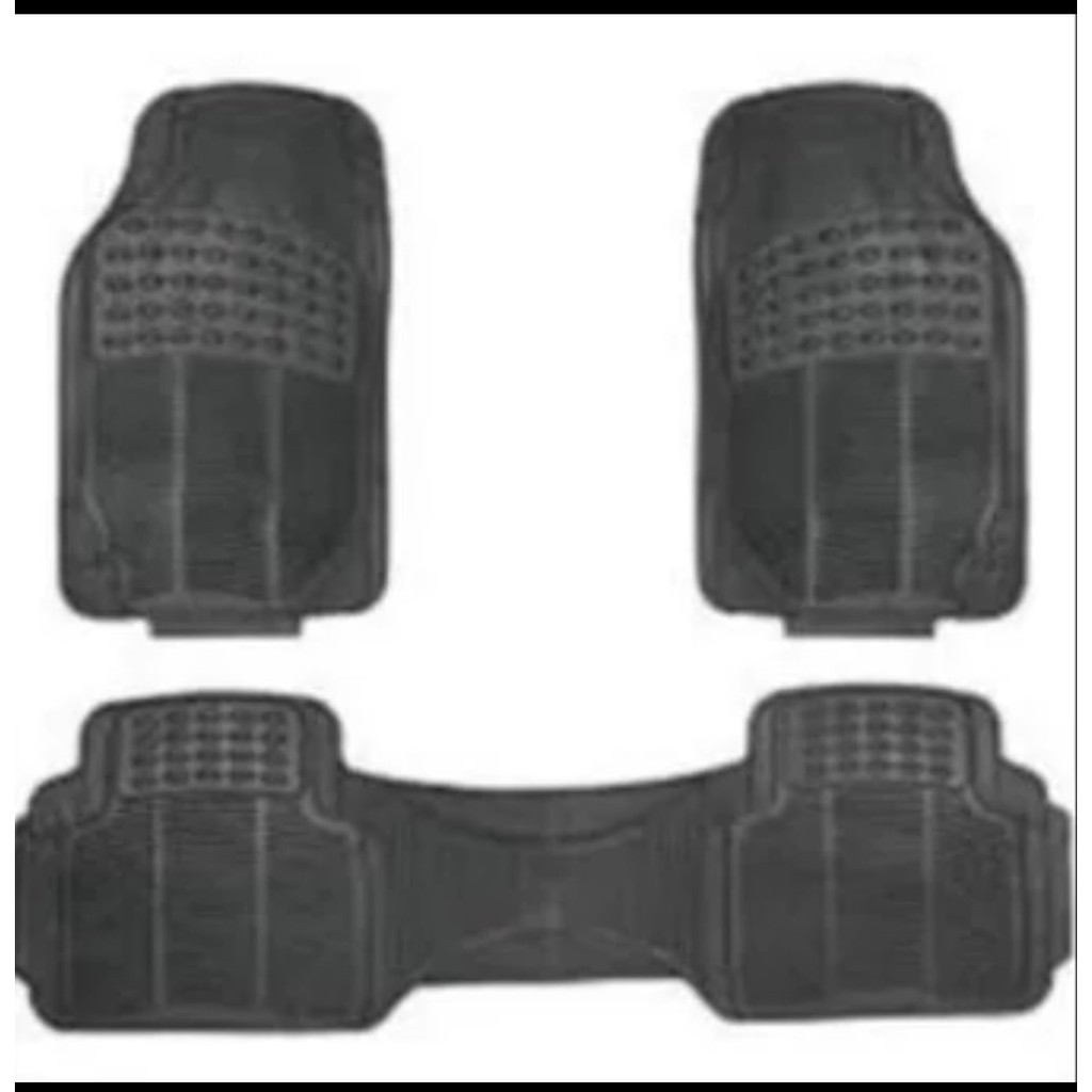 karpet karet mobil universal 3 pcs warna hitam tebal