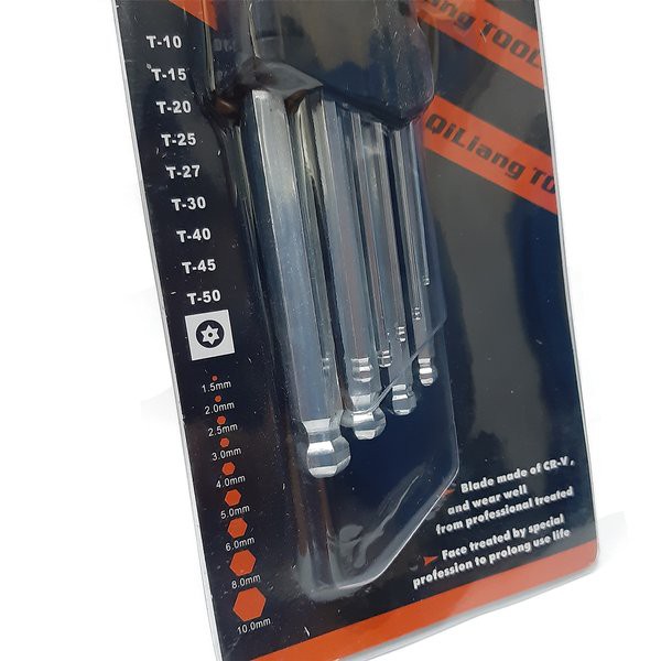 Hex Key Kunci L Set 9 Piece Ball Point Chrome Vanadium Steel Besi