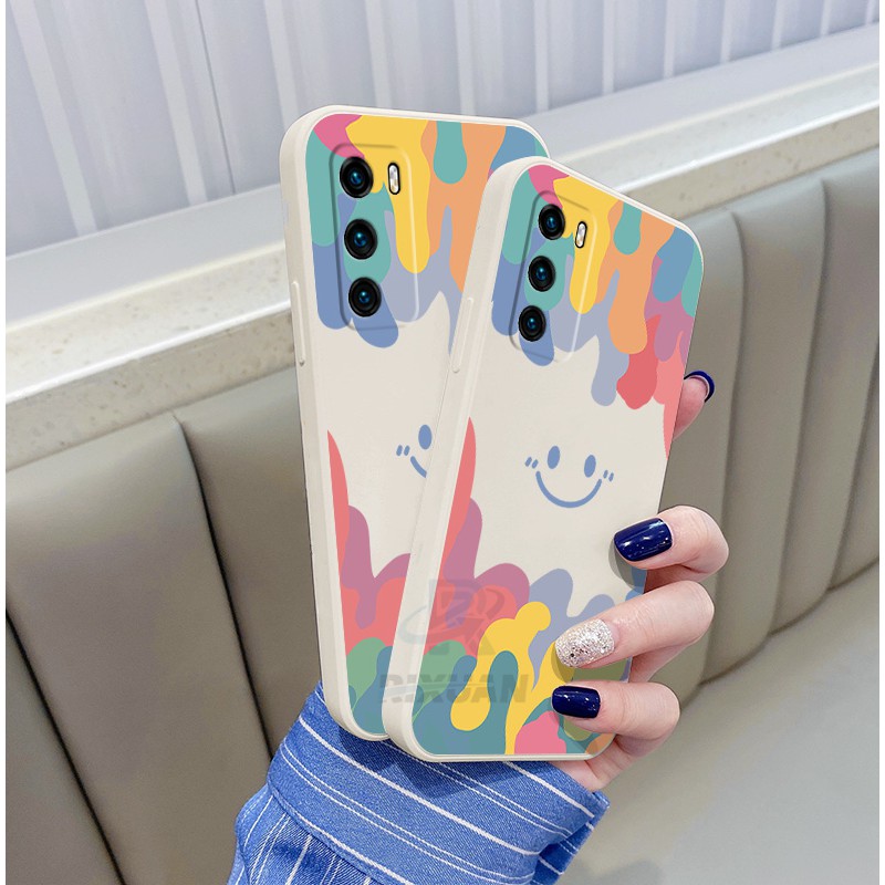 Casing Samsung Galaxy A03S A22 4G Samsung A12 A02s M02s A11 A51 A10 A10s A20S A20 A30 A30s A50s J7 Pro J7 Prime Square Silicone Ice Cream Color Smiley Soft TPU Case