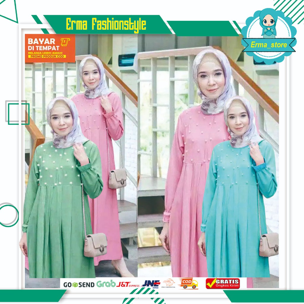 [COD] Toko Baju Gamis Dress MUTIARA Remaja Wanita - Promo Baju Wanita Lebaran Muslim Top Terlaris