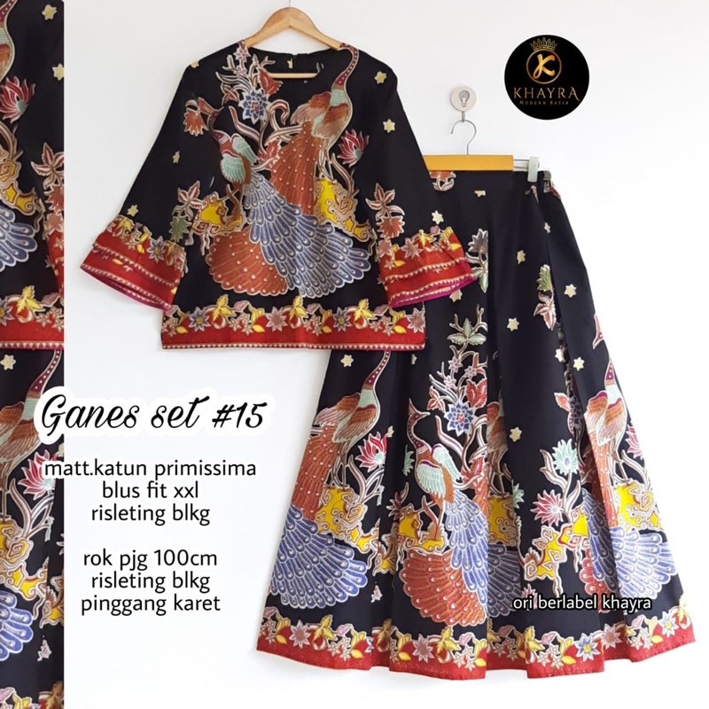 Setelan Batik Blus Lengan Panjang Model Terompet Rok Batik Model Ploi Batik Kerja Outfit Resmi Kanto