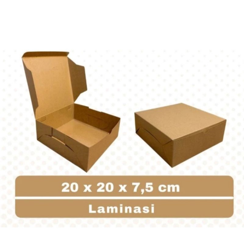

10pcs Catering box Kotak Nasi /kue 20x20x7.5cm Kraft laminasi 325 gsm