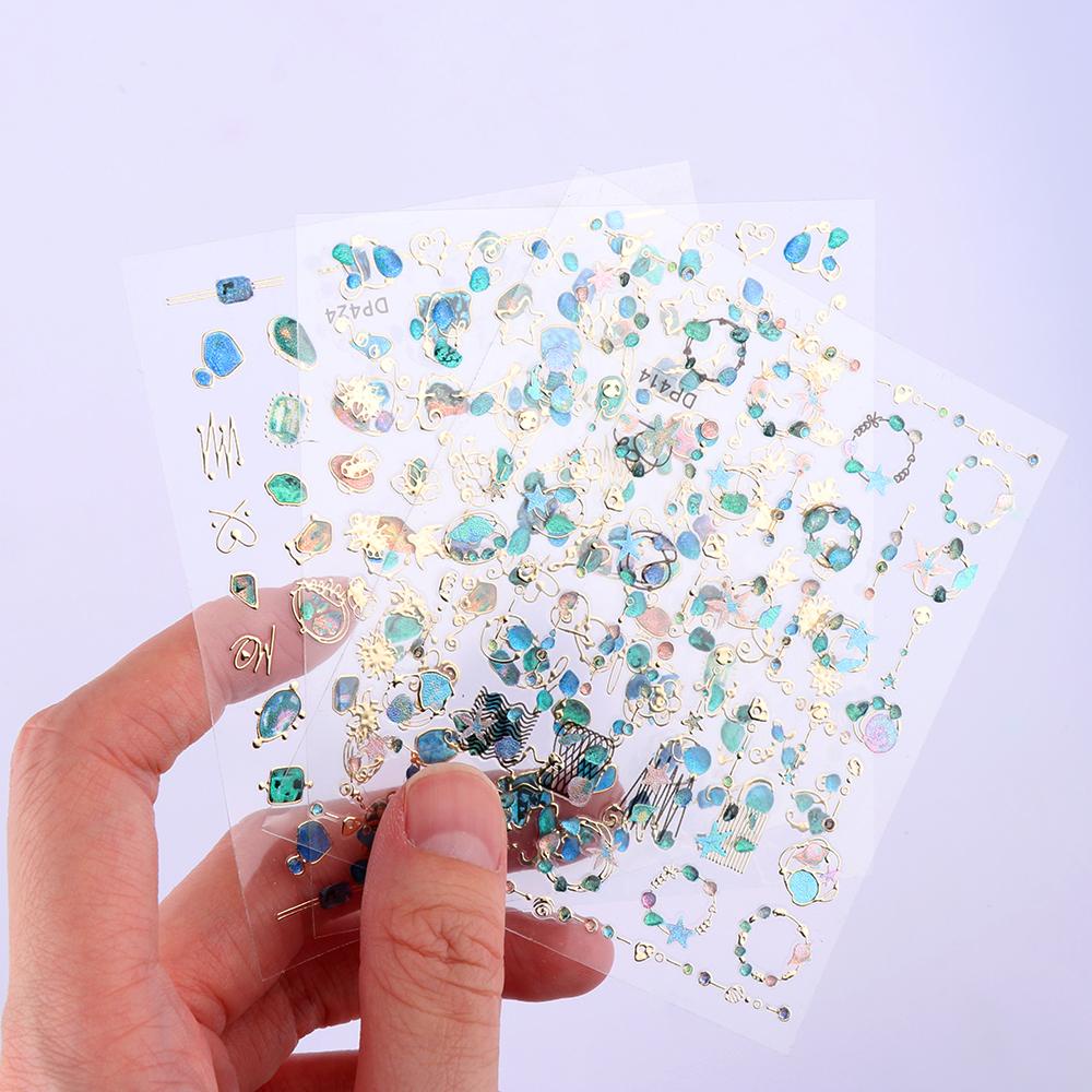 AUGUSTINA Agustin 3D Nail Art Sticker 1pcs Perekat Timbul Galaxy Desain Geometri Sliders Nail Decals