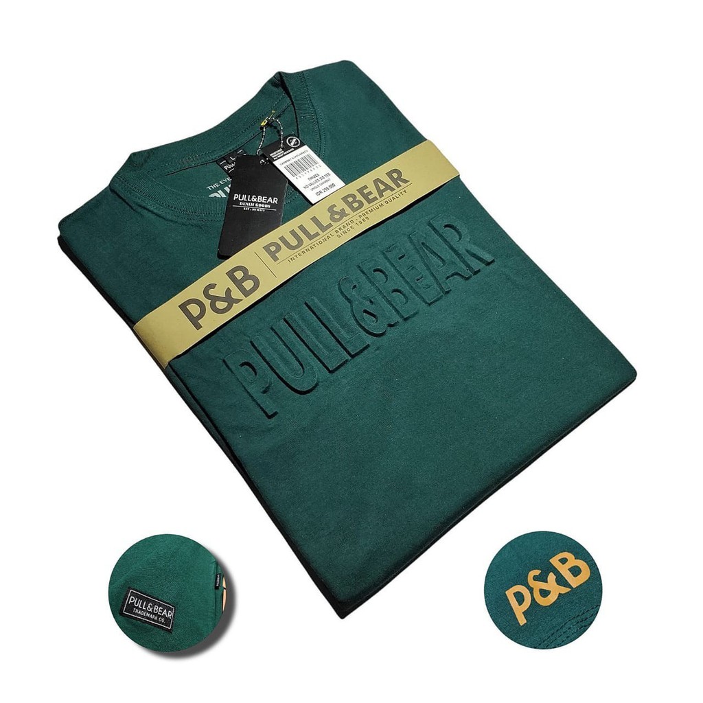 PULL AND BEAR T-SHIRT PRIA MOTIF EMBOS TIMBUL PREMIUM | KAOS PULL AND BEAR | BAJU PULL AND BEAR