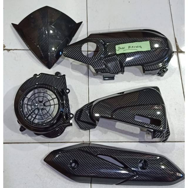 Cover tutup carbon set honda beat fi injeksi lama cover kipas cvt filter hawa knalpot dan visor zoro