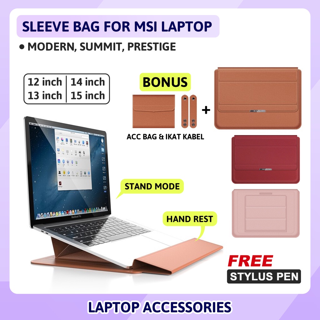 Tas Sleeve Stand Bag Cover Sarung Casing Laptop 13 14 15 inch MSI Modern Prestige Summit Pelindung B