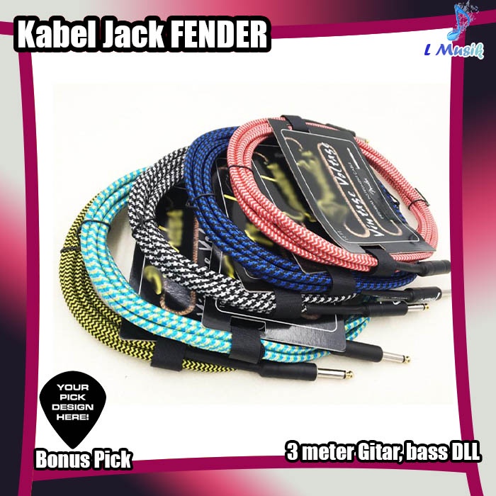 KABEL JACK FENDER 3 METER GITAR BASS 3M