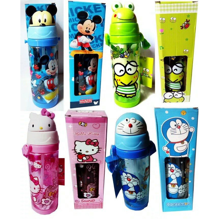 Botol Minum Anak Sekolah Motif Lucu Karakter Imut  Botol Minum Anak Motif Kartun Lucu 450 ml Botol Minum Anak bertali Botol Minum Anak Sedotan Lucu Botol Minum Anak Kartun Lucu