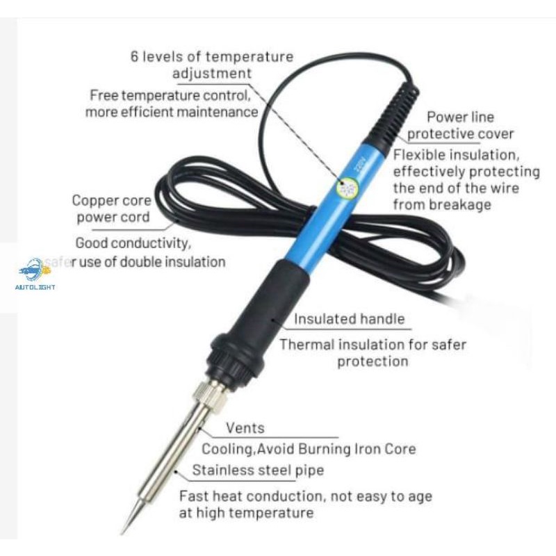 Solder Dengan Tombol Pengatur SUHU 200-450C 60W Paket / Adjustable Temperature(BONUS 5TIPS)