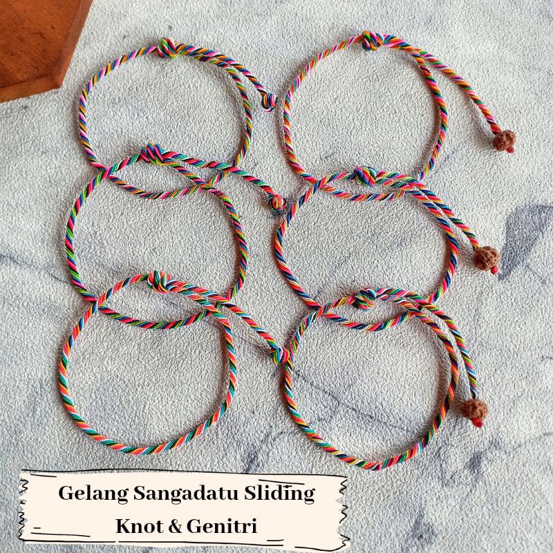 Gelang Sangadatu Sliding Knot &amp; Genitri / Gelang Khas Bali / Gelang Pura Besakih / Gelang Sembilan Warna / Gelang Pria / Gelang Asli Bali / gelang Besakih / Gelang Wanita / Gelang Pelangi / Craft Dewata