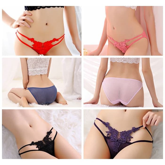 CD Wanita Sexy Gstring Celana Dalam Panties Kupu-Kupu thong CD Lingerie C063 - Ungu Murah
