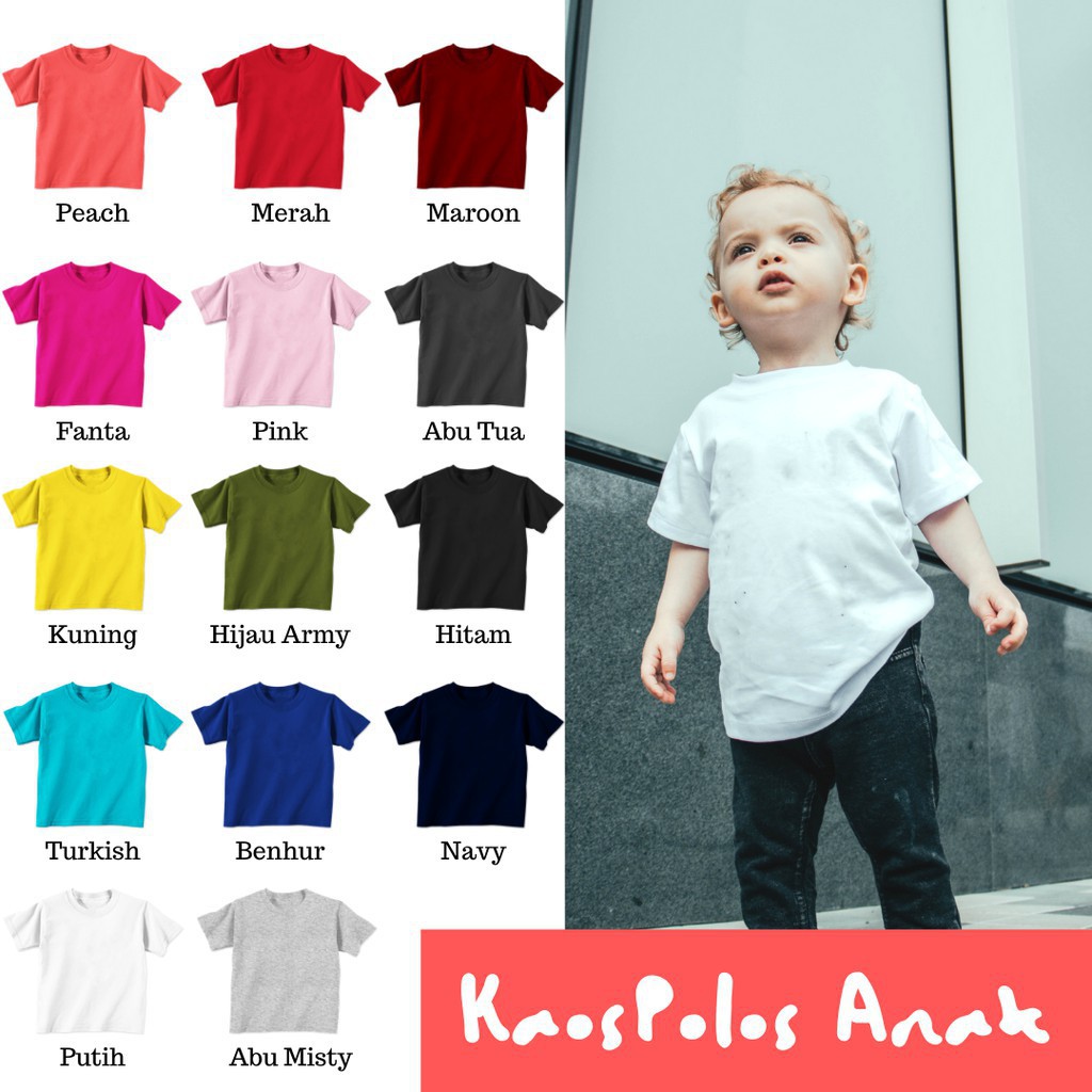 BB KAOS POLOS ANAK ADEM NYAMAN BAHAN KATUN COMBED 30S KAOS ANAK MURAH 1-4 TAHUN