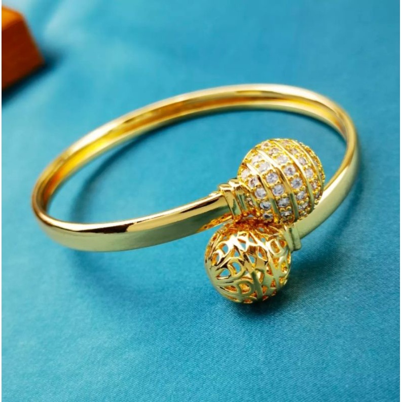 gelang tangan bengen motif dua bola perhiasan wanita