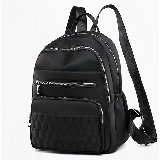 TAS RANSEL WANITA KOREA ANTI AIR IMPORT TENURA BACKPACK SEKOLAH KULIAH KERJA GENDONG PUNGGUNG BATAM-HITAM