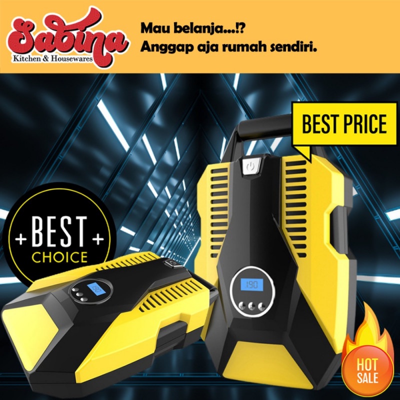 Pompa Ban Mobil Elektrik Portable Inflator Compressor Mini LED 150Psi