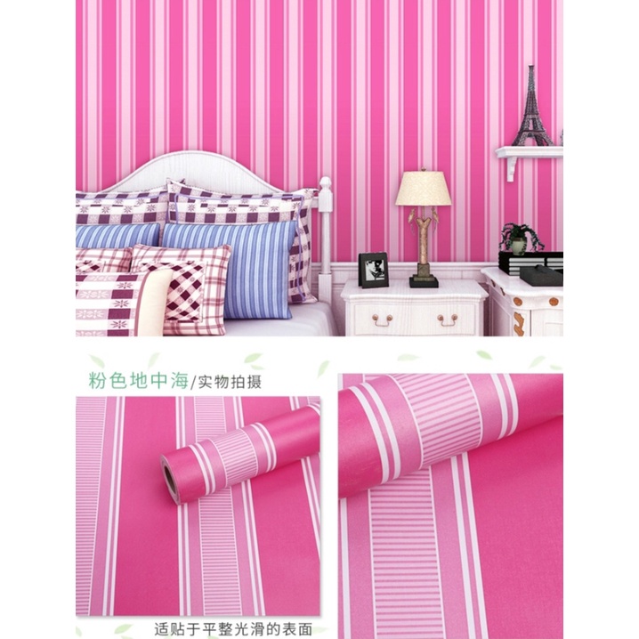 PROMO - WALLPAPER PAKET 2 ROLL ( BUY 1 GET 1 FREE ) WALLSTIKER PREMIUM HIGH QUALTY BEST SELLER MOTIF SALUR