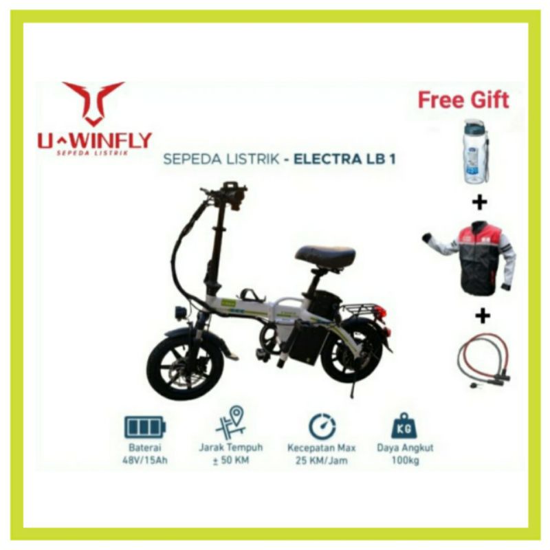 Uwinfly Sepeda Listrik Lipat Lithium Bike LB 1 Fold Electric Bicycle