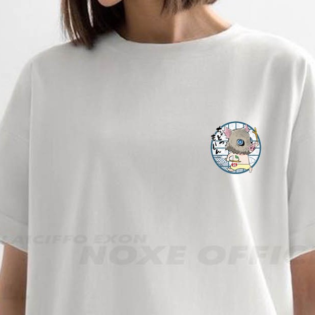 Baju kaos gambar anime jepang Inosuke topeng babi di Demon Slayer Kimetsu No Yaiba