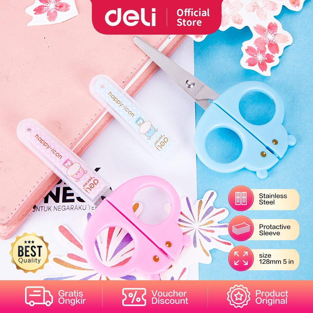

Deli Hippo Gunting Sekolah ujung gunting yang tumpul aman digunakan anak anak 128mm E6032