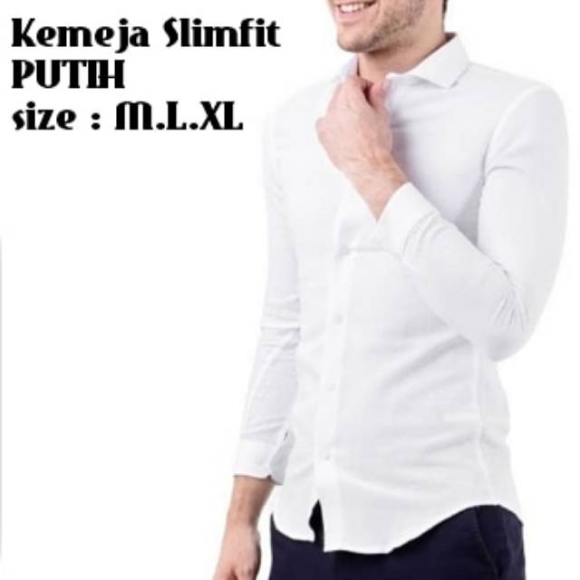 HEM KEMEJA PRIA SLIM FIT POLOS LENGAN PANJANG HITAM PUTIH MERAH NAVY PINK ABU UNGU