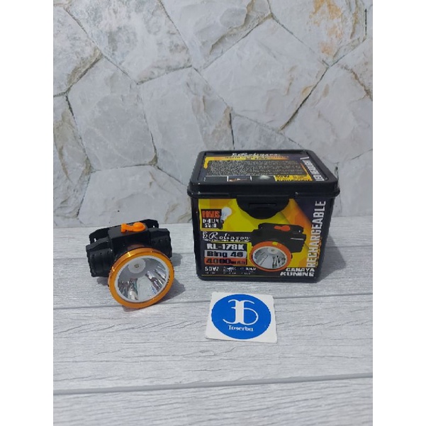 Senter Kepala Rolinson RL178K 50 Watt Ring 46 Kuning Bonus Bohlam