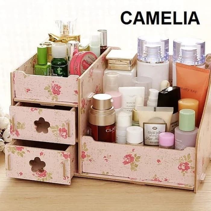 Rak Kosmetik Mini Desktop Storage cosmetic box organizer laci make up