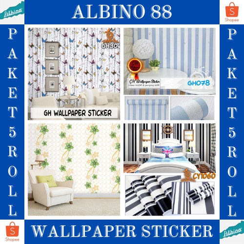 PAKET 5 ROLL - Walpaper Sticker Dinding Kamar Tidur Promo Murah / Wallpaper COD TERMURAH