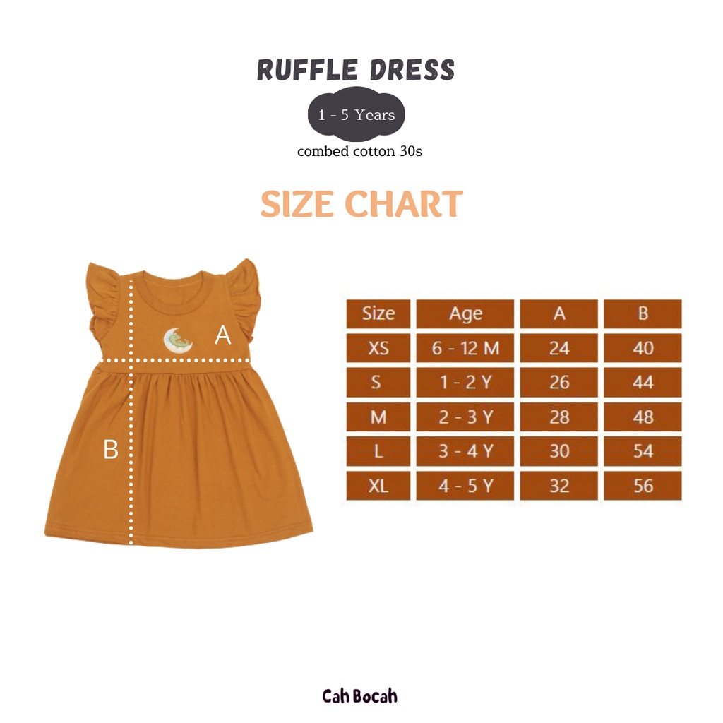 Cah Bocah Ruffle Dress - Dress Dres Drees Anak Perempuan Cewek 1 2 3 4 5 Tahun