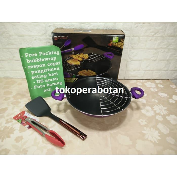 Supra Wok Set 30cm / Penggorengan Set Supra 30cm / Wajan Supra - Merah