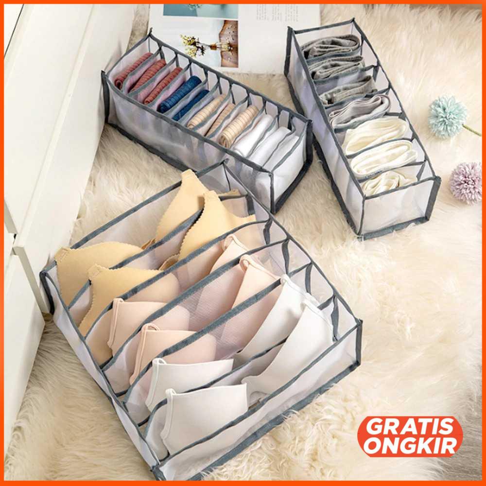 Kotak Sekat Pakaian Closet Organizer Storage Box - M1467 6 grid