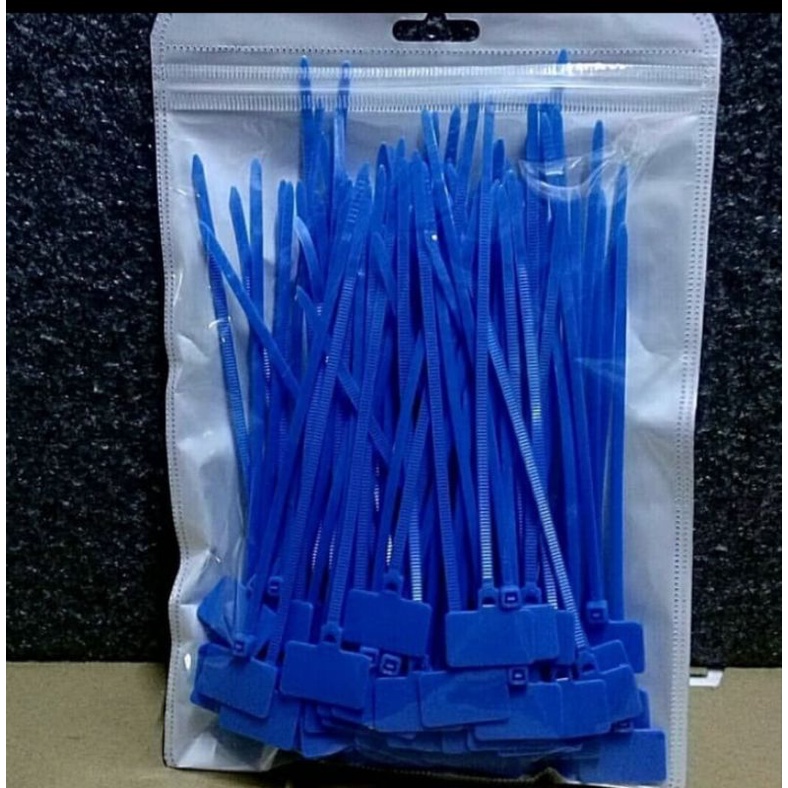 Cable Ties label tie 4x150 MM / Ties Kabel / Kabel Ties Bendera - Biru