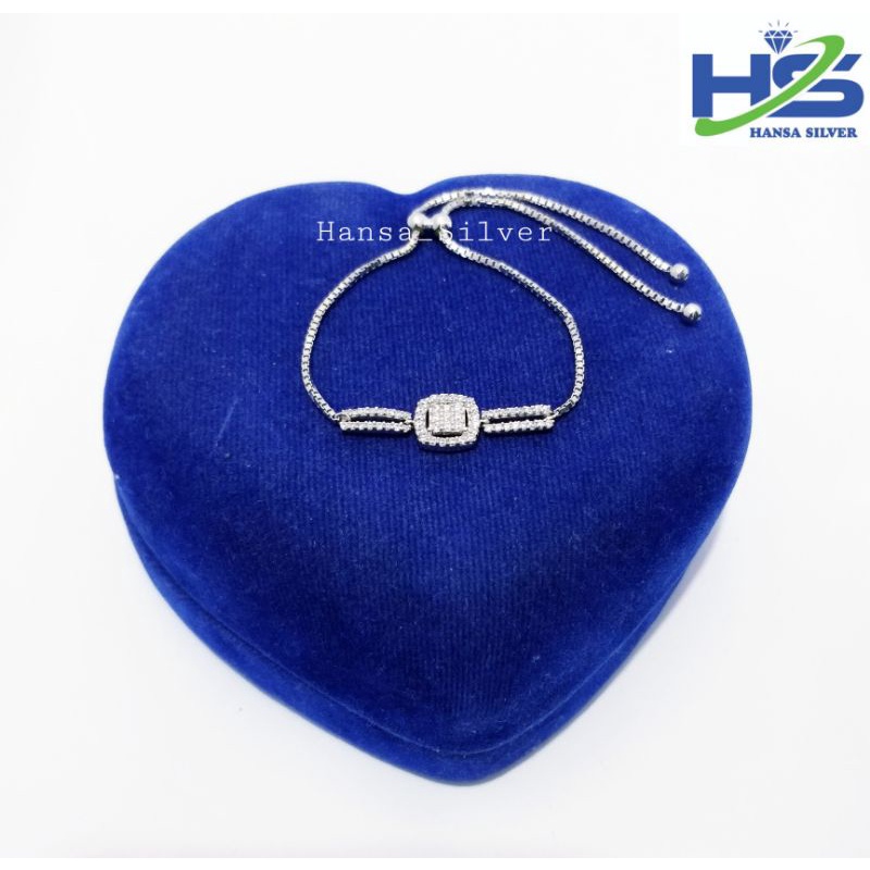 Gelang Perak Asli Tangan Wanita Silver 925 Lapis Emas Putih Model Serut - Perak Asli 925 Anti Karat