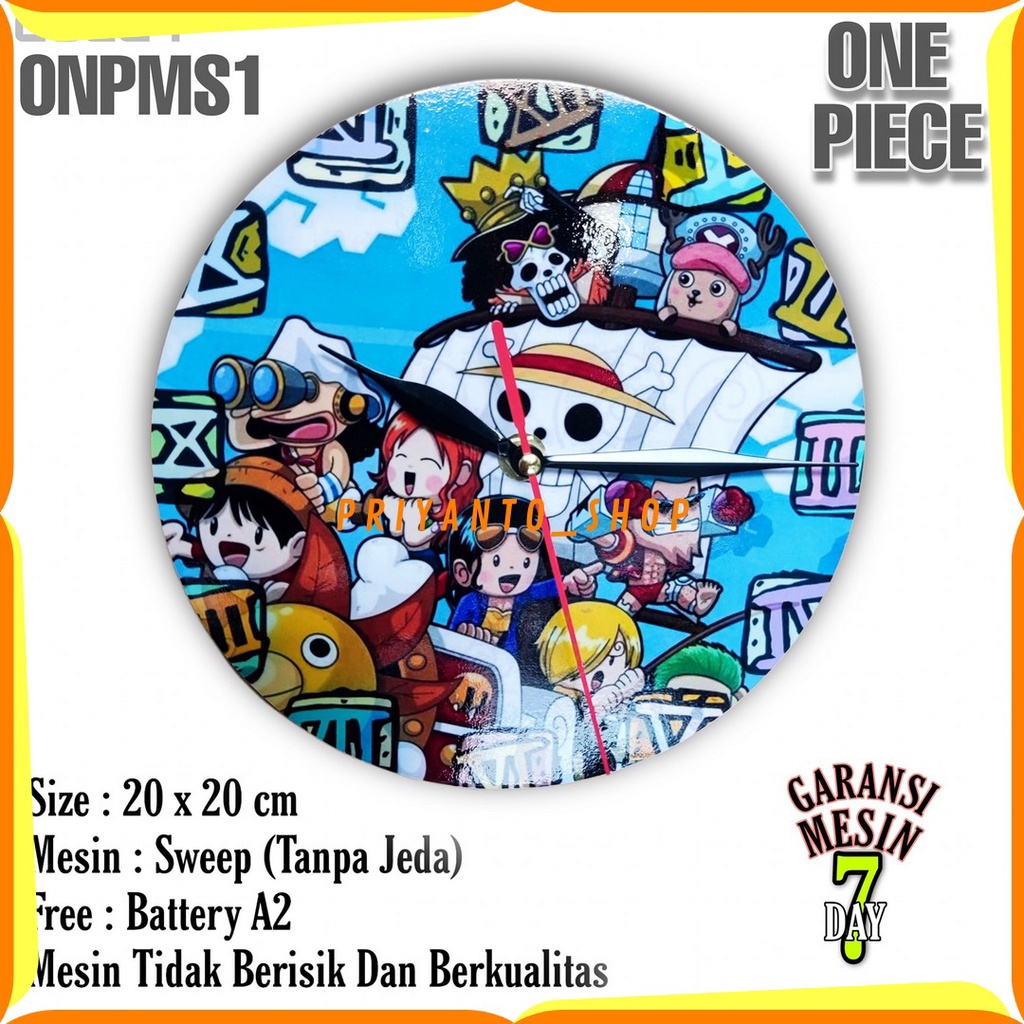 Jam Dinding Karakter Anime Animasi One Piece Mesin Halus Tidak Berisik