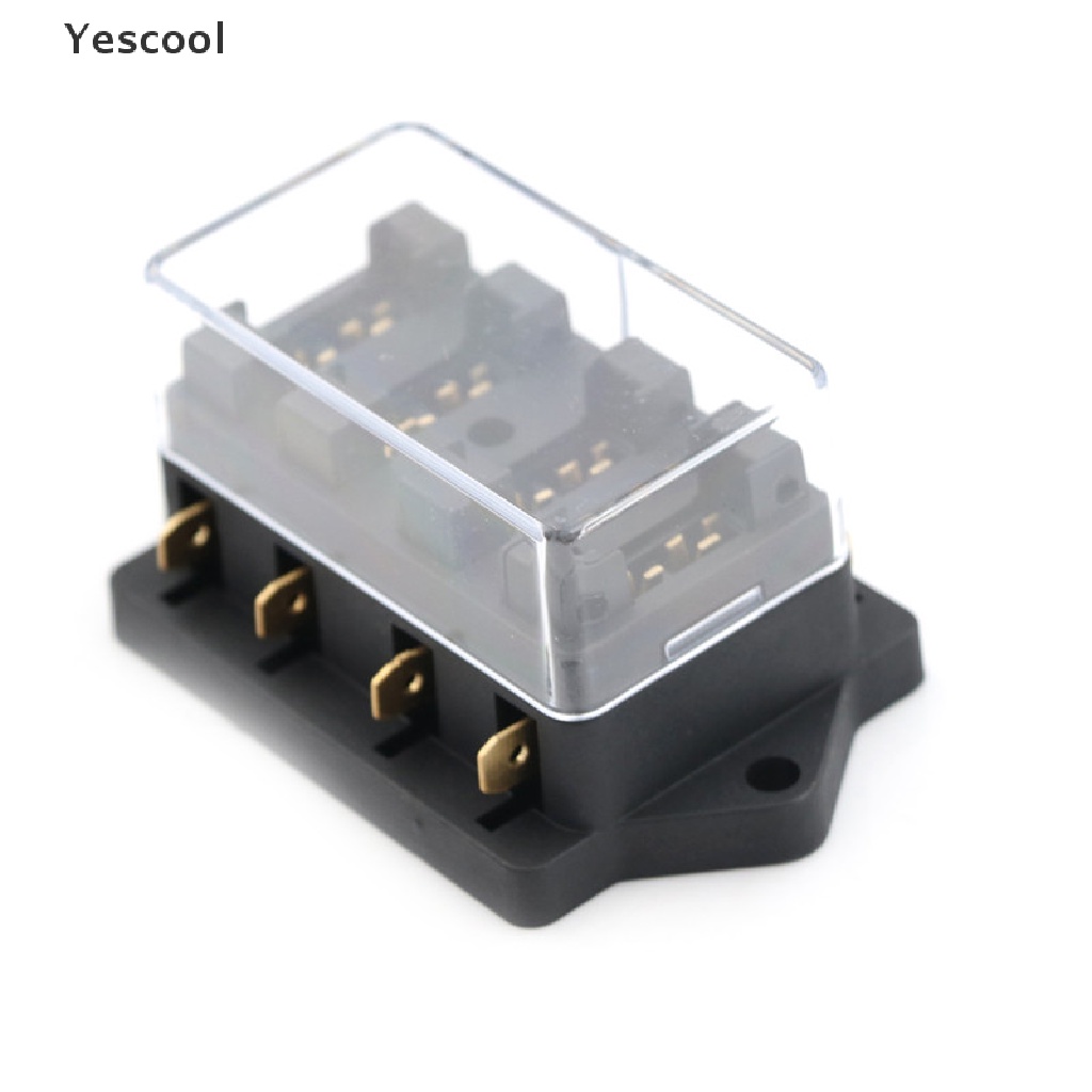 Yescool 4 Way Car Vehicle Circuit Standard ATC Automotive Blade Fuse Box Block Holder .