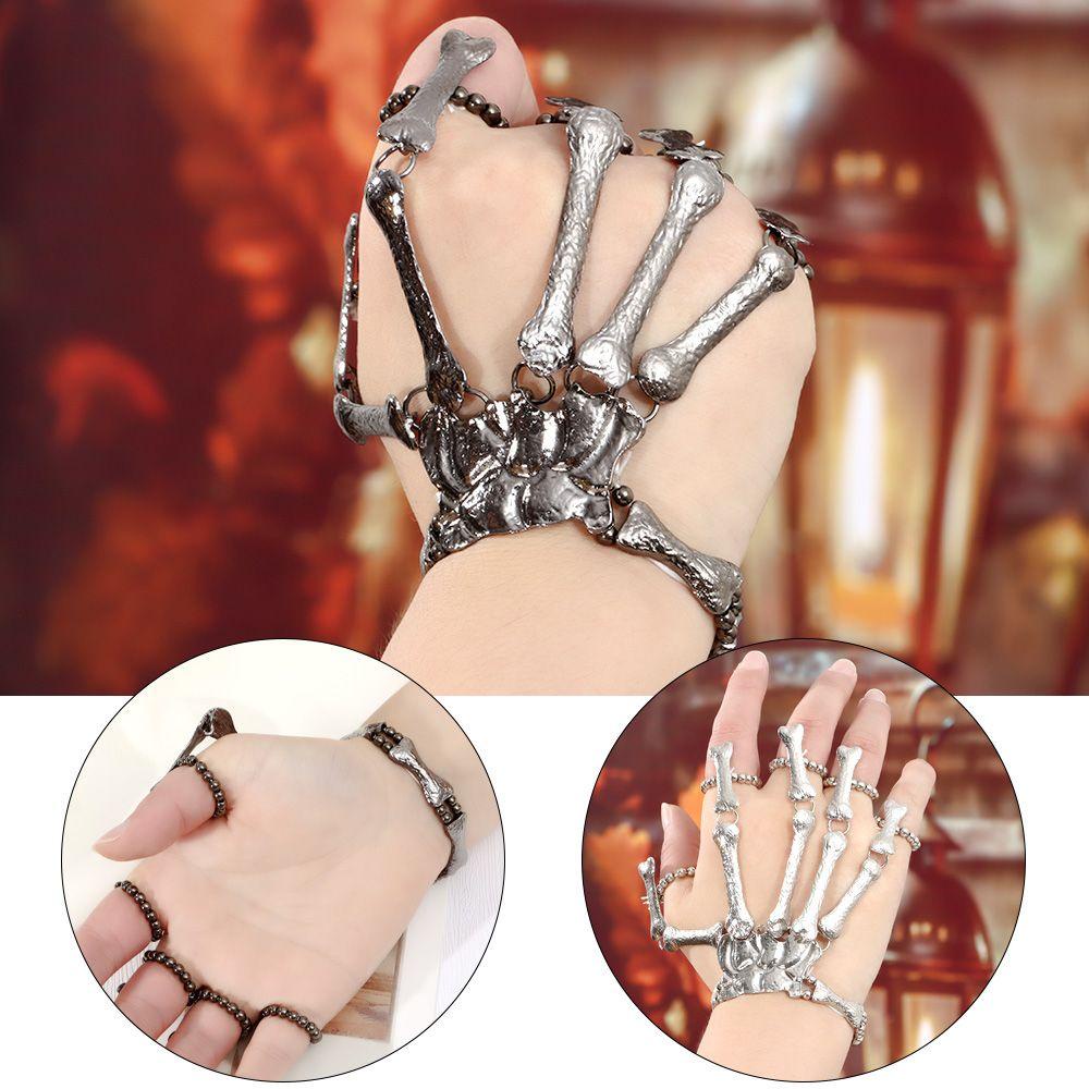 Lily Skull Finger Bracelet Fashion Bangles Club Malam Gotik