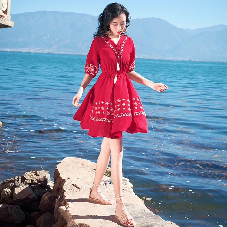 beach dress red