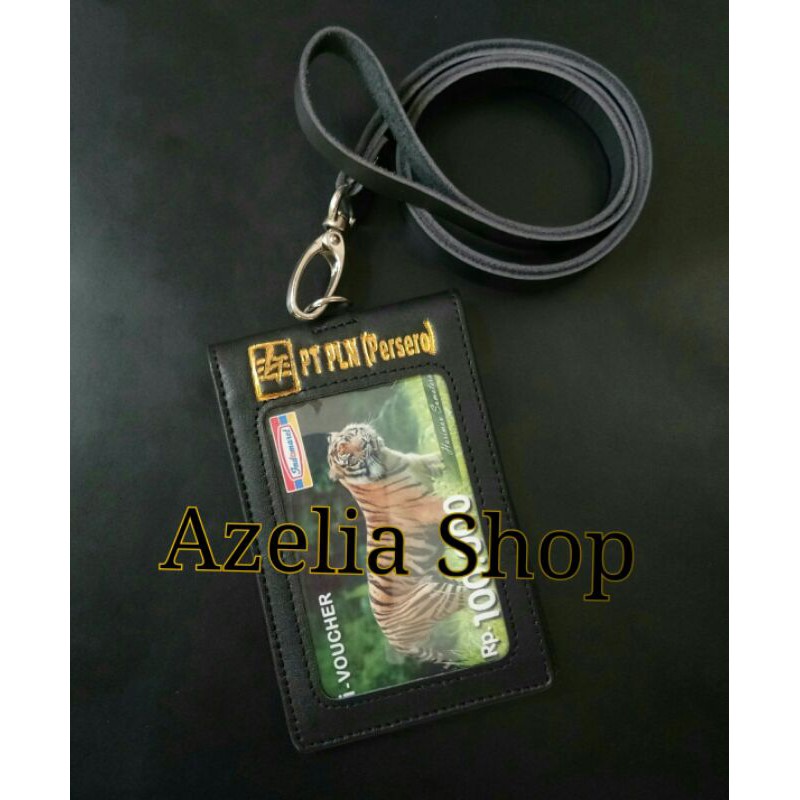 

id card holder kulit asli-pln-name tag kulit-tali kulit sapi original-dompet id card-pria-wanita