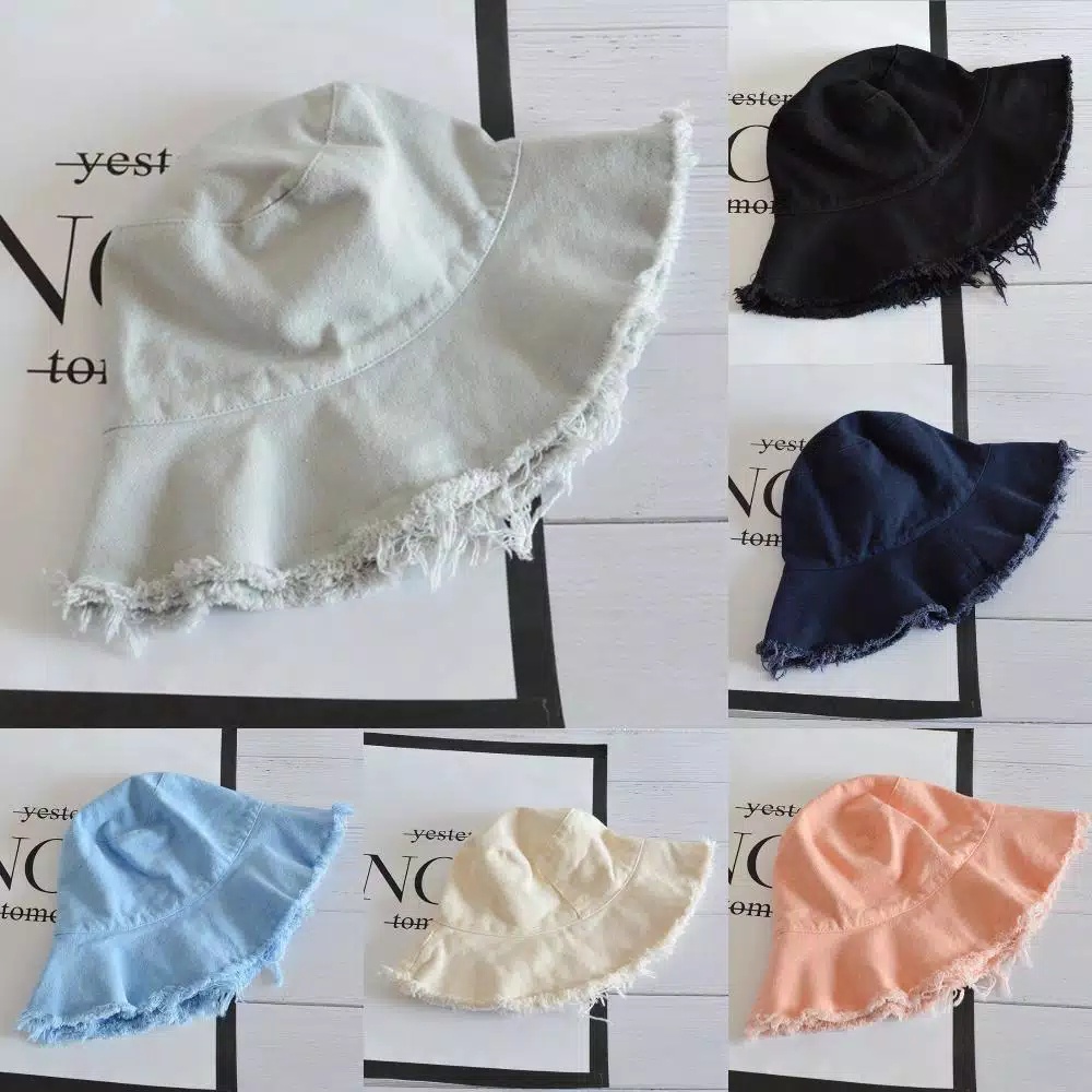Terpopuler  Topi Bucket Wanita Fashion Korea  ripped bucket hat (unisex) / Topi bucket Rawis cewek