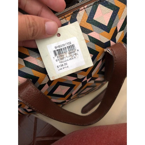 PRELOVED FOSSIL SYDNEY SATCHEL YELLOW MULTI