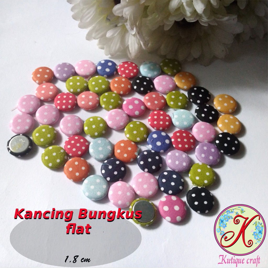 Kancing Bungkus Flat 1,8cm Polka Mix per pack