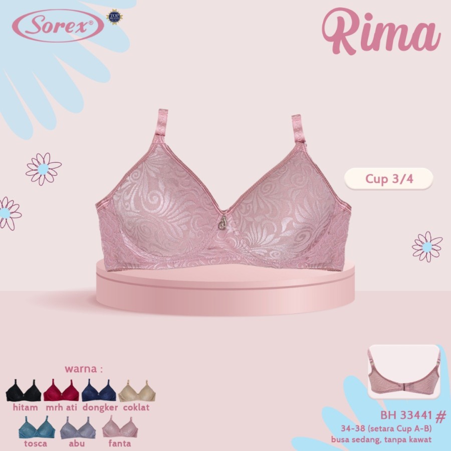 bh bra wanita sorex 18220 33458 33447 33441 33446 motif kembang tanpa kawat kait 2