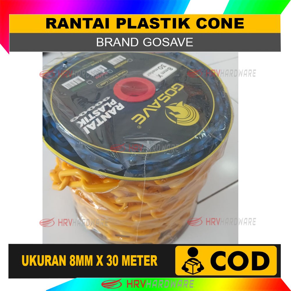 RANTAI CONE KERUCUT LALU LINTAS PLASTIK SAFETY TRAFFIC CONE 8MM X 30M