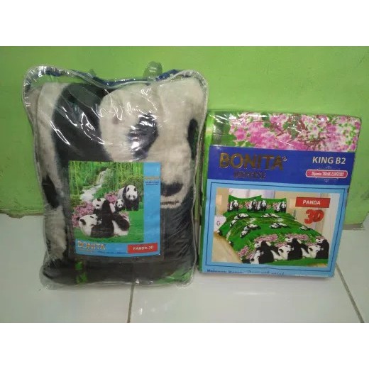 | Selimut Bulu Polos Uk 150X200 / Ada Lis / 750Grm / Include Tas  UC201  Bonita + Sprei Bonita - C