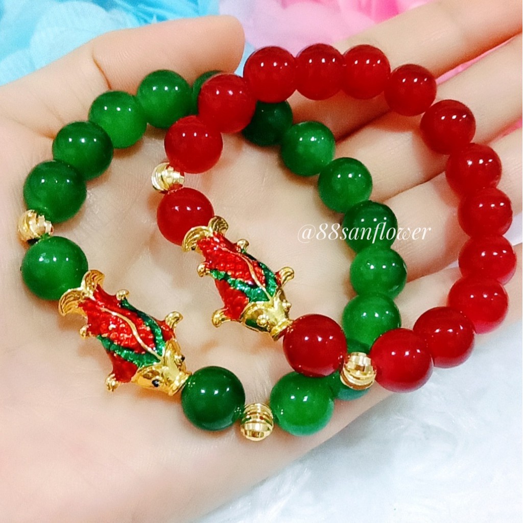 Gelang Ikan Koi Batu Giok Perhiasan Xuping Lapis Emas 