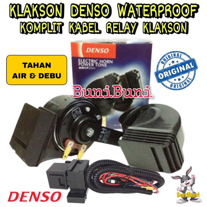 Klakson Keong DENSO Waterproof Original Komplit Kabel Relay Klakson Untuk Mobil &amp; Motor (Tahan Air)