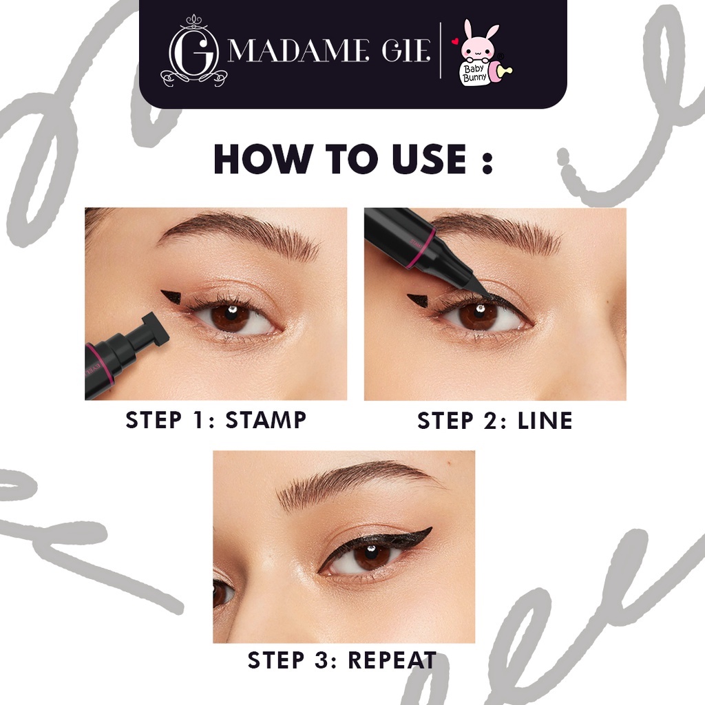 ❤ BELIA ❤ MADAME GIE Perfect Liner 2in1 - 3g | Eyeliner Black + Stamp | Liner | Waterproof | Smudgeproof Tahan Lama Pigmented BPOM