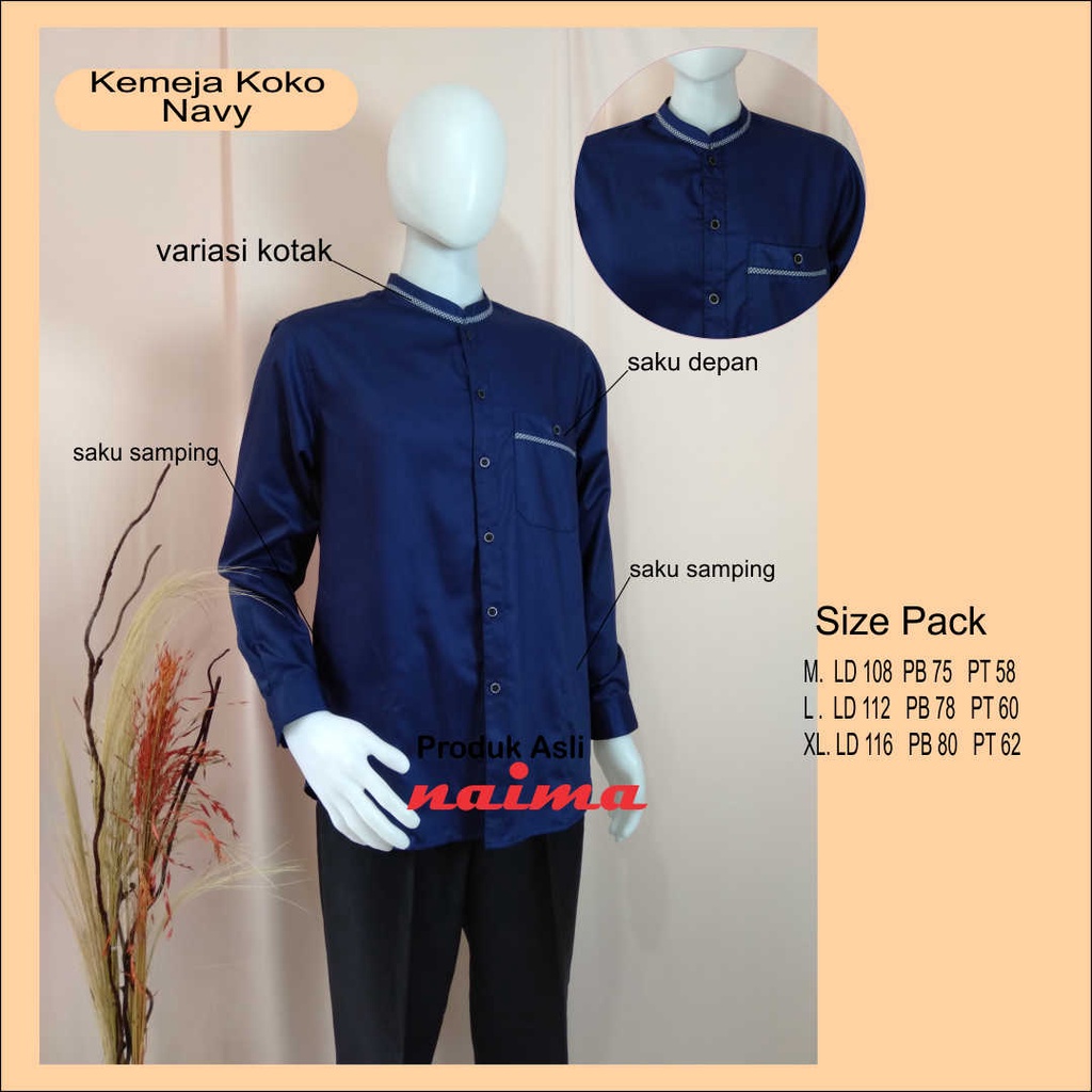 kemeja koko lengan panjang/kemejakoko putih/ koko lengan panjang