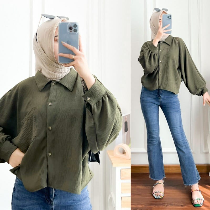 (MSB) KEMEJA SISY OVERSIZE CROP TOP DAILY BUSUI WANITA BLOUSE AIRFLOW